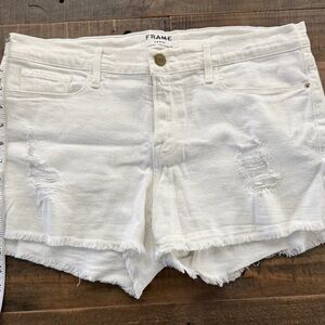 Frame Denim Women's White Le Cutoff Distressed Jean Shorts Size 31